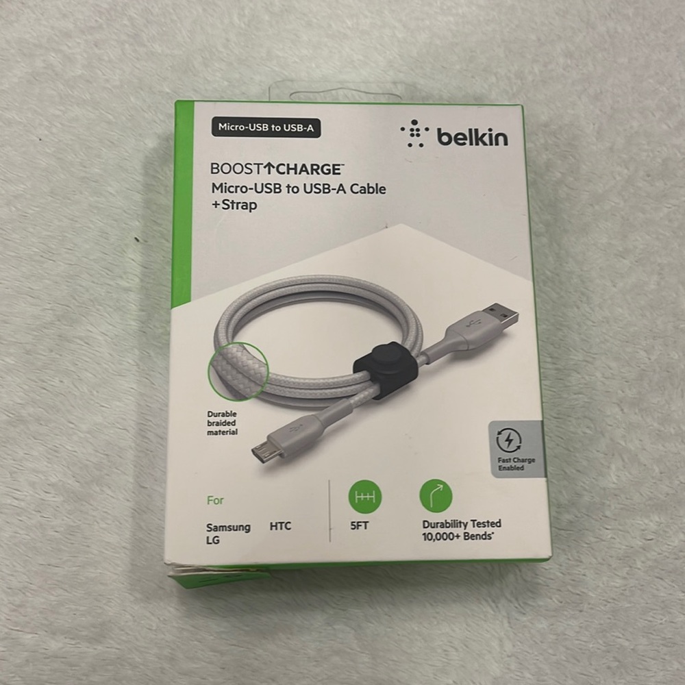 Belkin Boost Up 5 Ft Charge 8 Pins To USB-A Cable & Strap for Samsung LG
